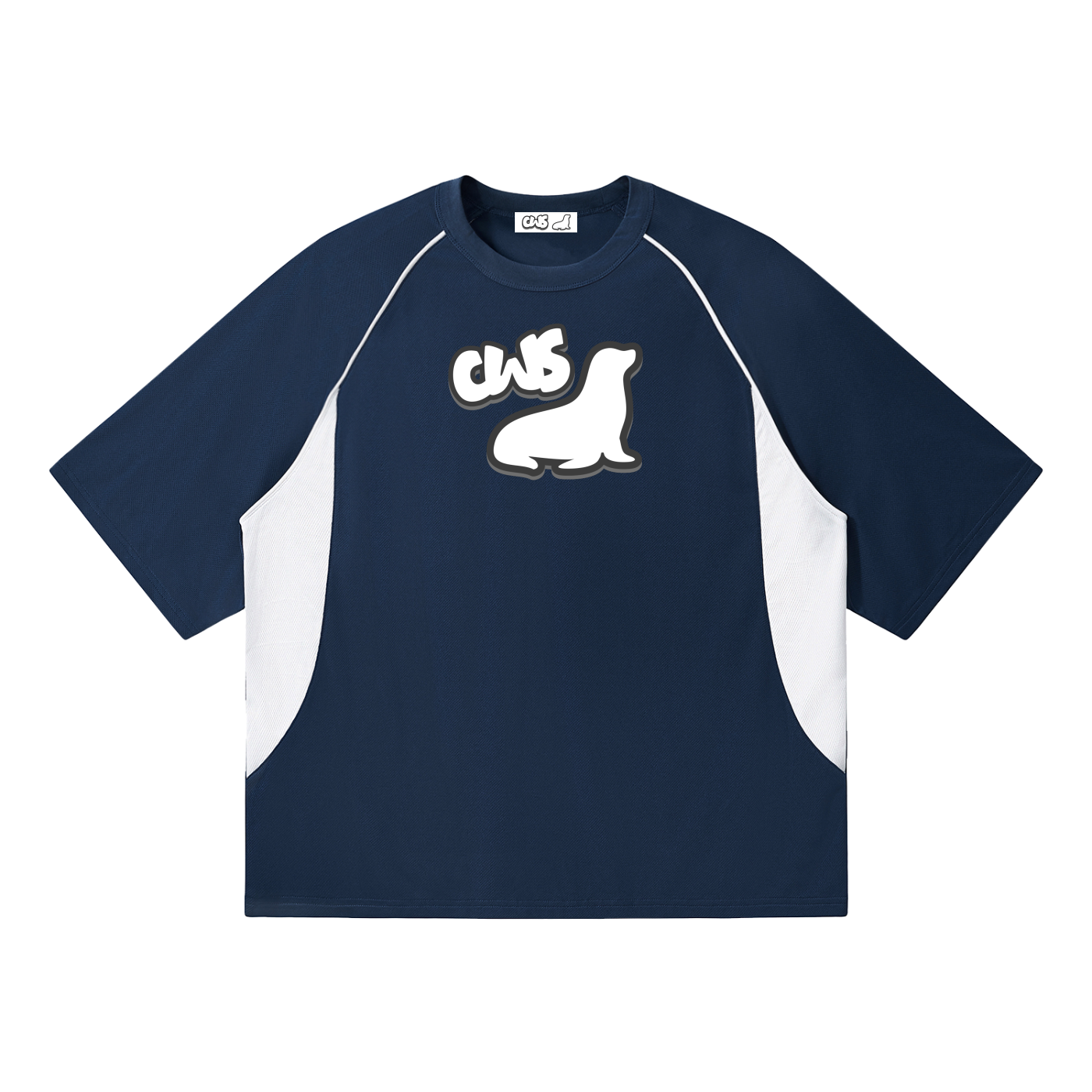 Contrast Piping Panel Raglan T-Shirt